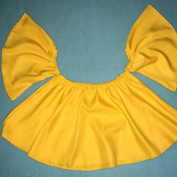 UNBRANDED off shoulders bright yellow butterfly sleeves crop top NEW size M - Picture 1 of 8